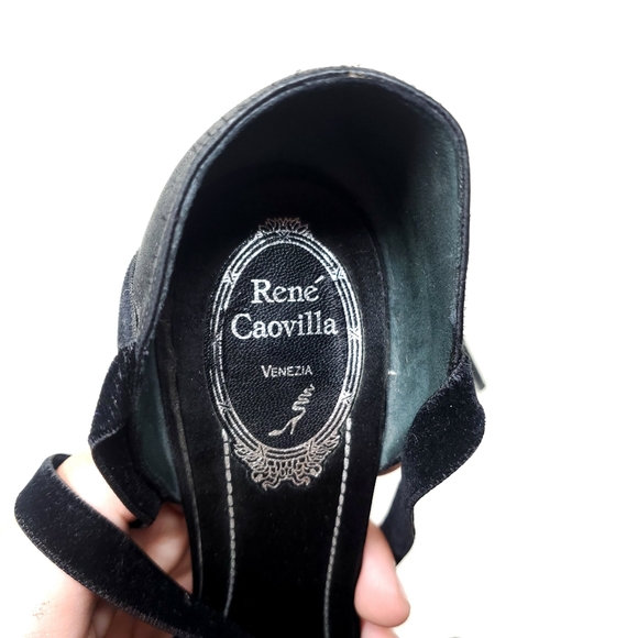 Rene Caovilla Black Velvet Stiletto Sandal Heels - Picture 9 of 11